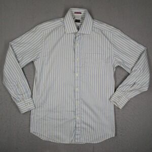 Paul Smith London Mens Blue Striped Cotton Button Up Shirt Made in Italy Size 15